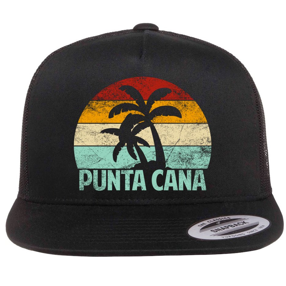Punta Cana Vintage 70s 80s Retro Vacation Dominican Republic Funny Gift Flat Bill Trucker Hat