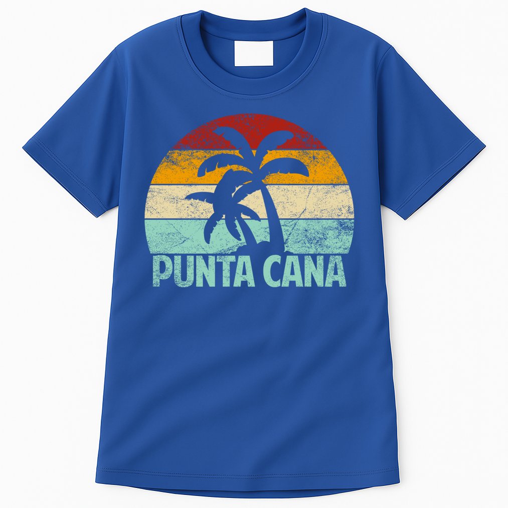 Punta Cana Vintage 70s 80s Retro Vacation Dominican Republic Funny Gift Tall T-Shirt