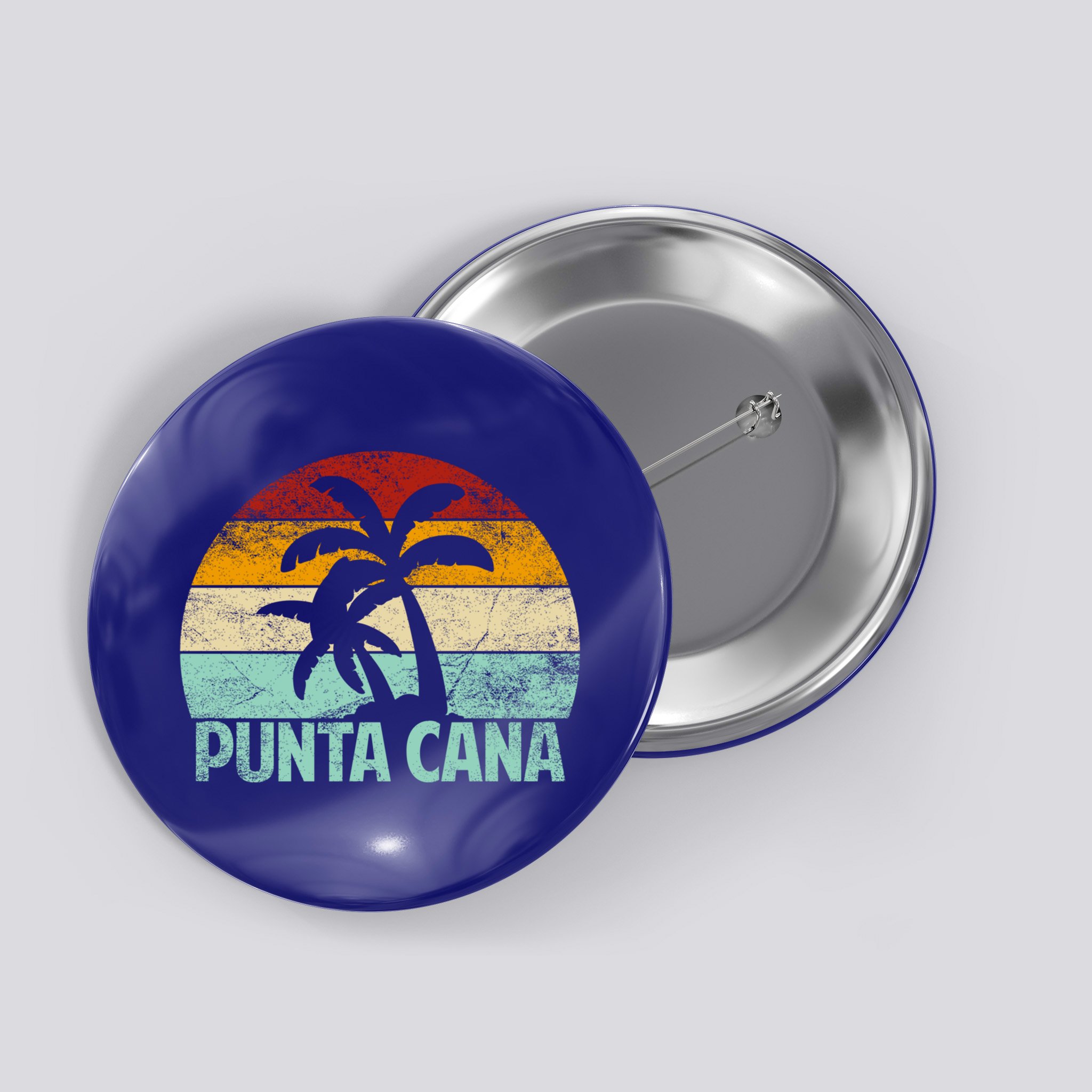 Punta Cana Vintage 70s 80s Retro Vacation Dominican Republic Funny Gift Button