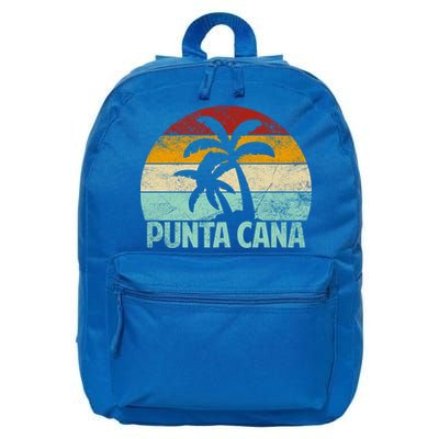 Punta Cana Vintage 70s 80s Retro Vacation Dominican Republic Funny Gift 16 in Basic Backpack
