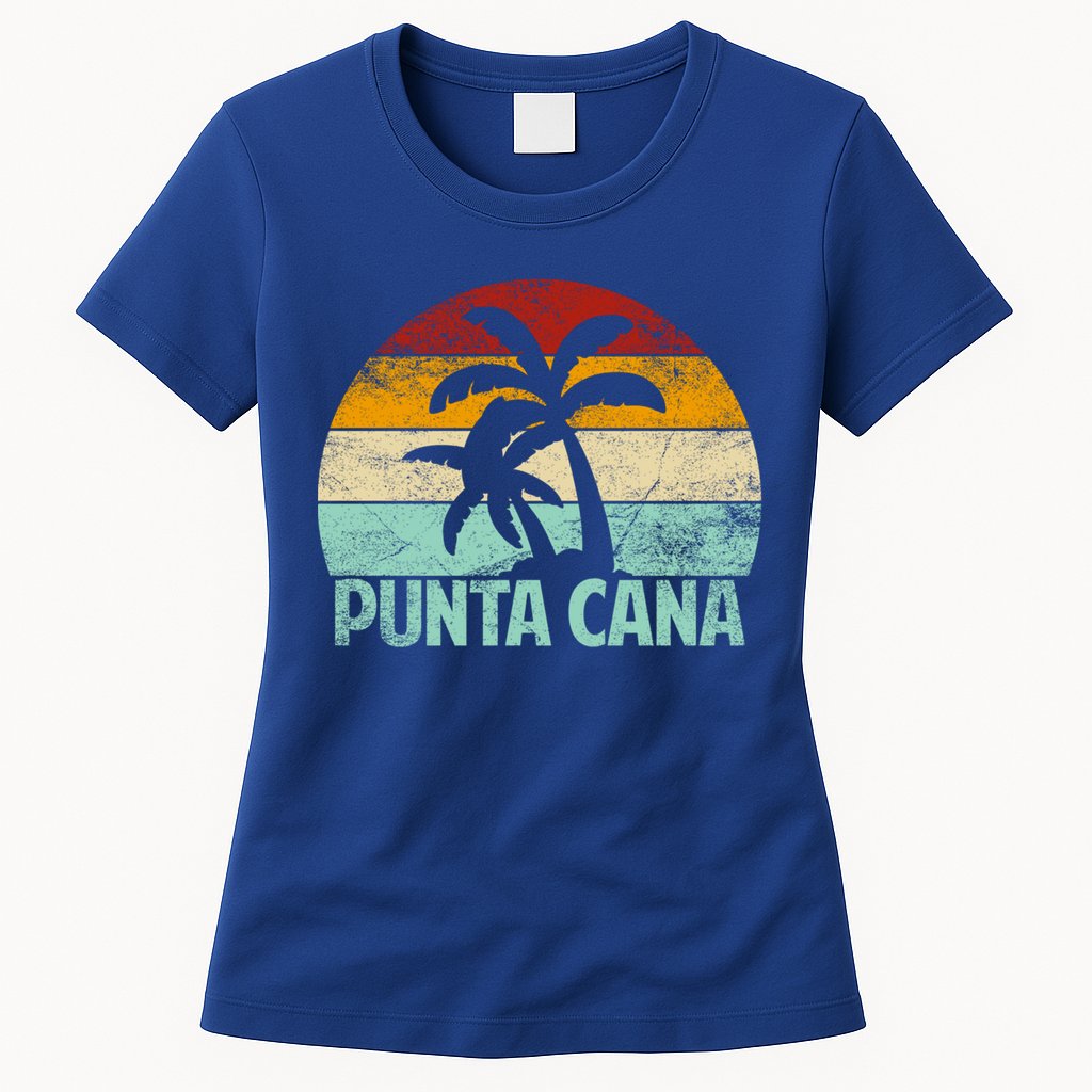 Punta Cana Vintage 70s 80s Retro Vacation Dominican Republic Funny Gift Womens T-Shirt
