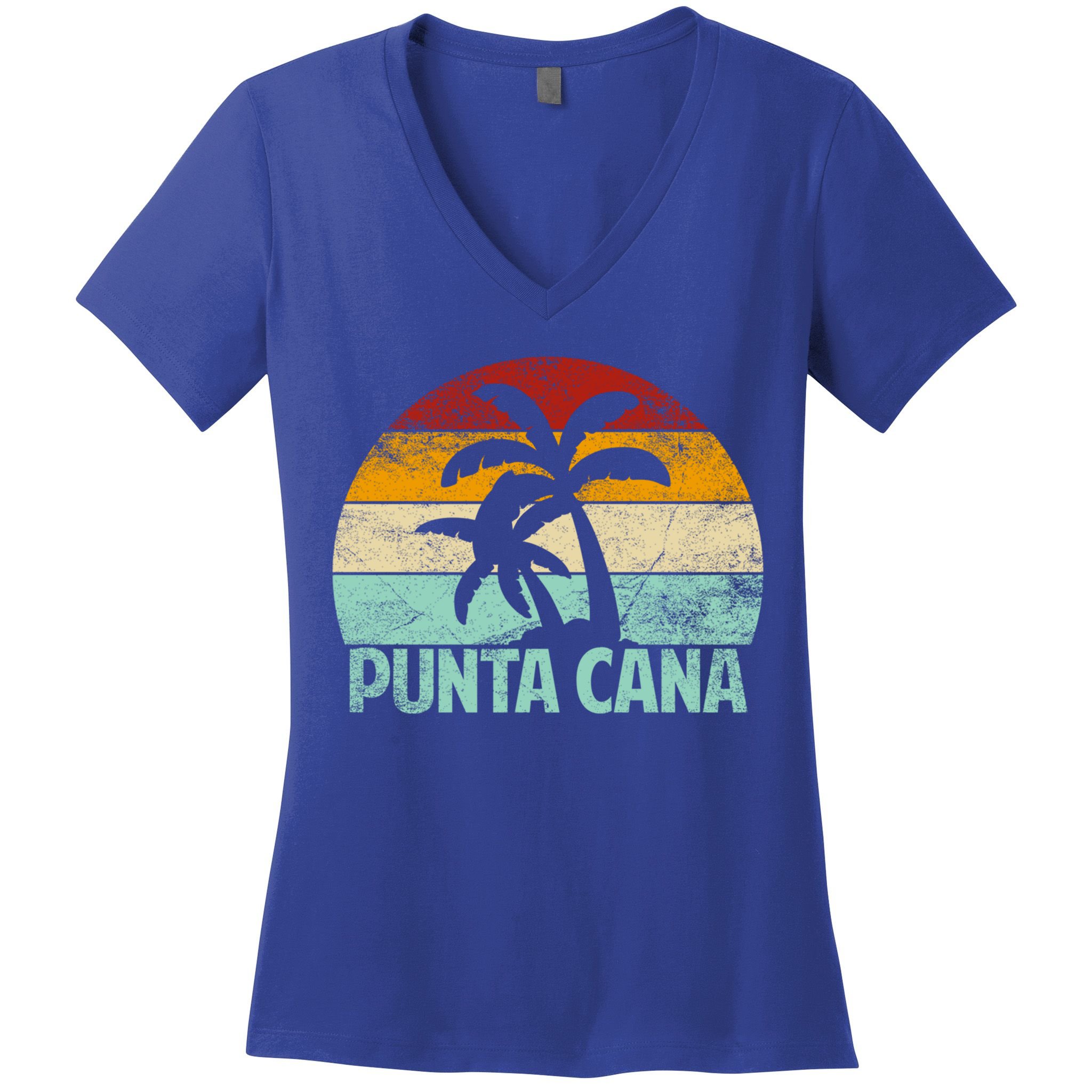 Punta Cana Vintage 70s 80s Retro Vacation Dominican Republic Funny Gift Women's V-Neck T-Shirt