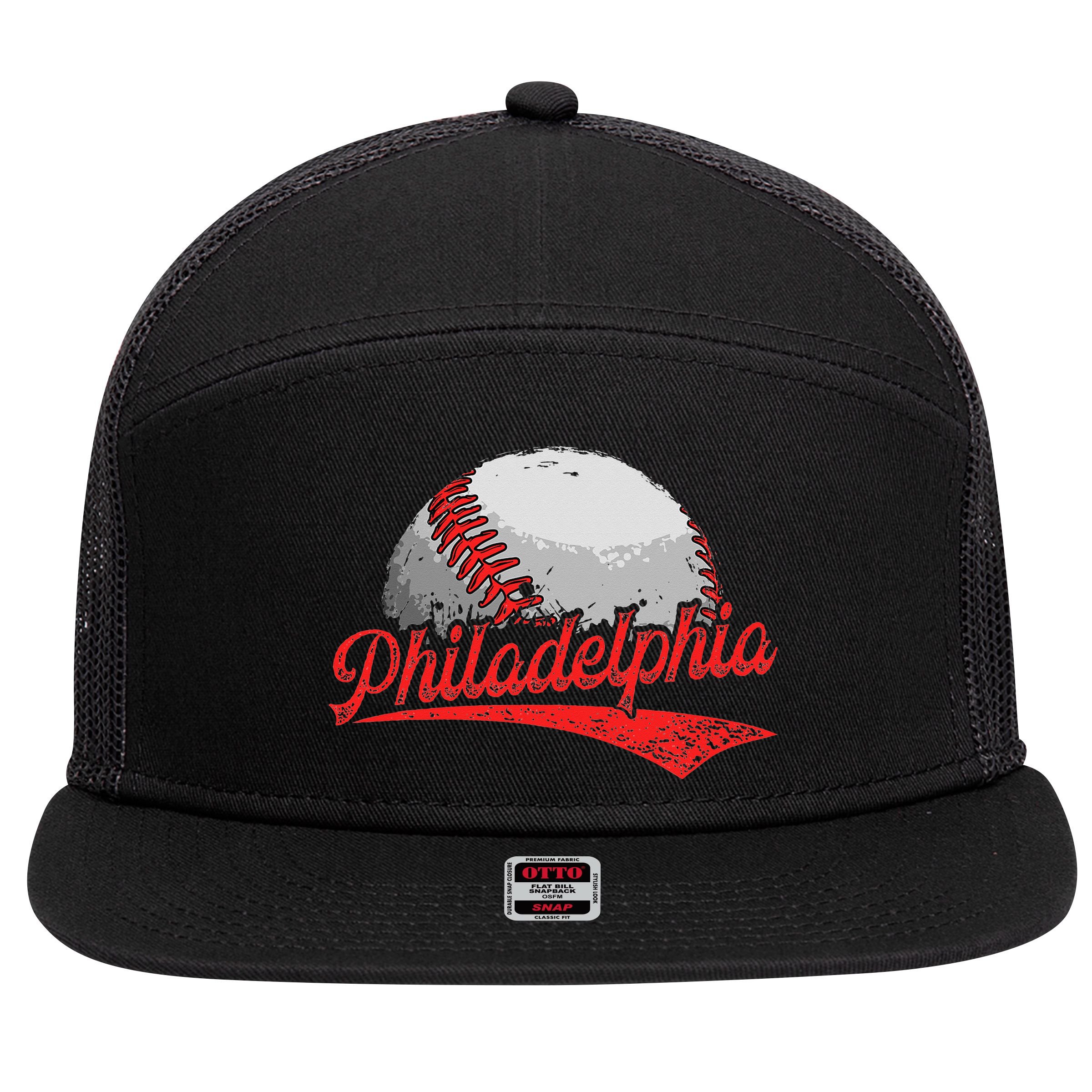 Philadelphia Cityscape vintage Baseball Lover 7 Panel Mesh Trucker Snapback Hat
