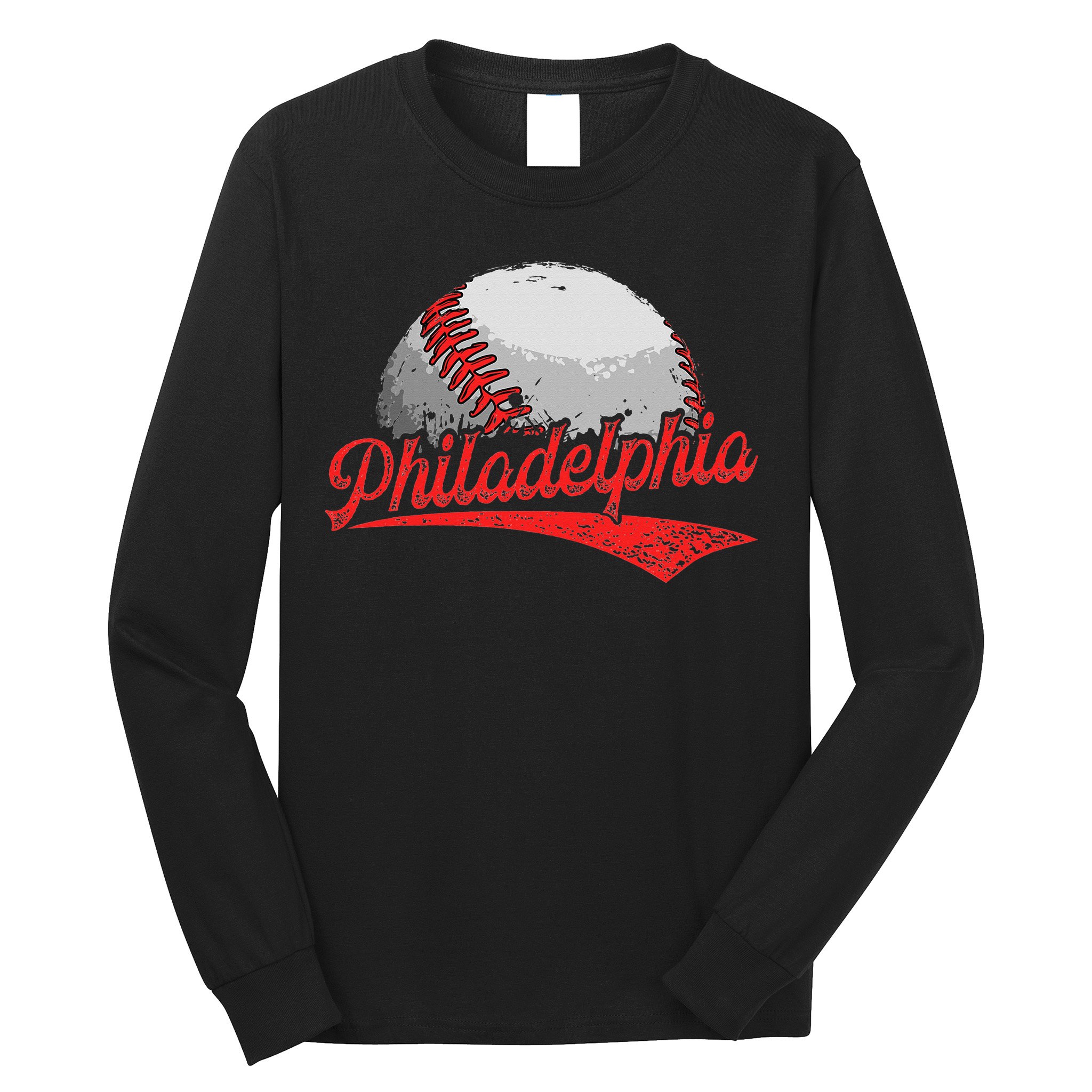 Philadelphia Cityscape vintage Baseball Lover Long Sleeve Shirt