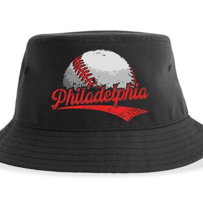 Philadelphia Cityscape vintage Baseball Lover Sustainable Bucket Hat