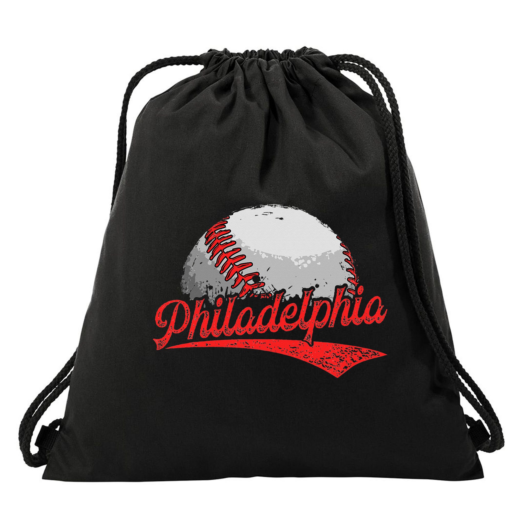 Philadelphia Cityscape vintage Baseball Lover Drawstring Bag