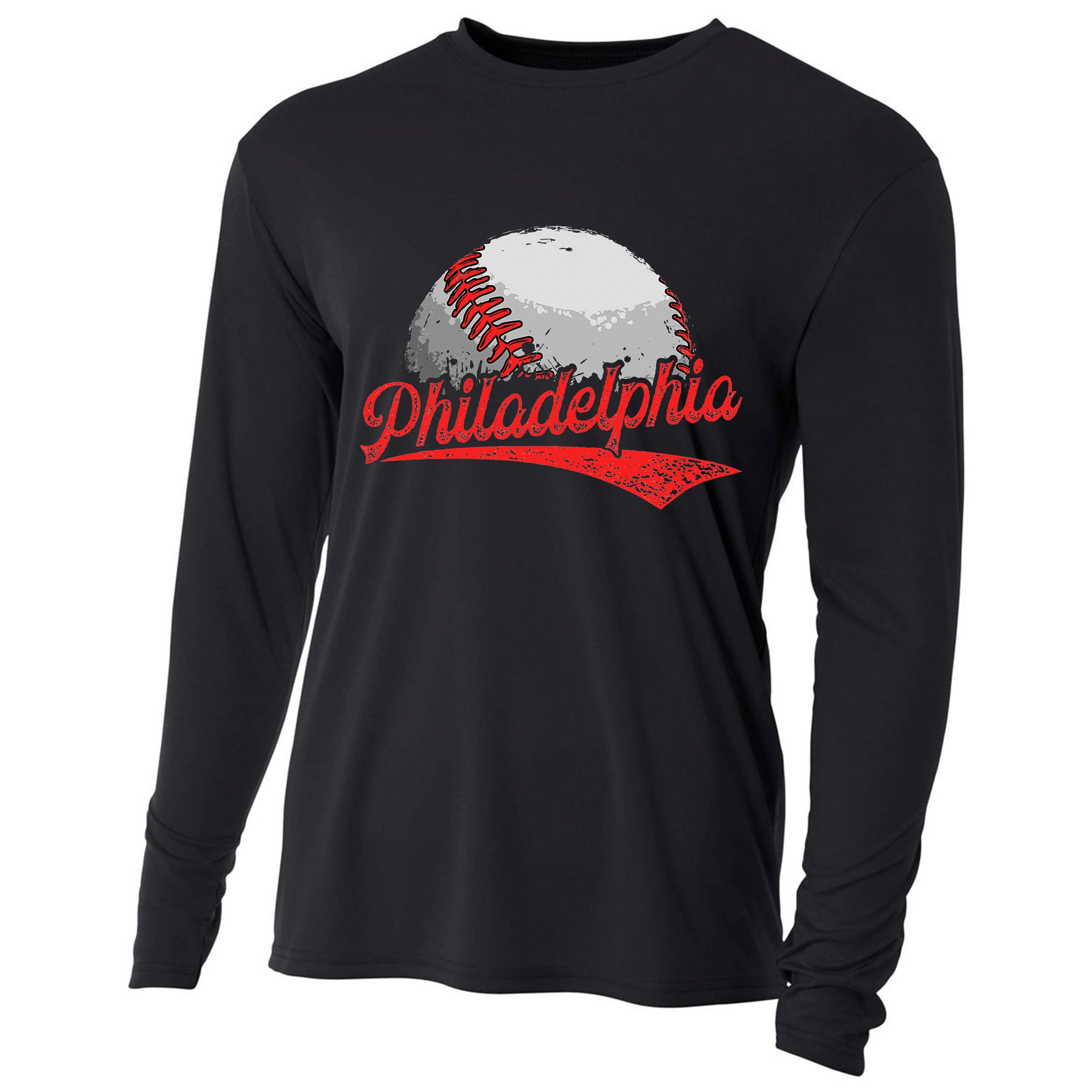 Philadelphia Cityscape vintage Baseball Lover Cooling Performance Long Sleeve Crew