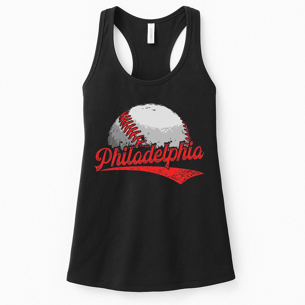 Philadelphia Cityscape vintage Baseball Lover Womens Tank Top