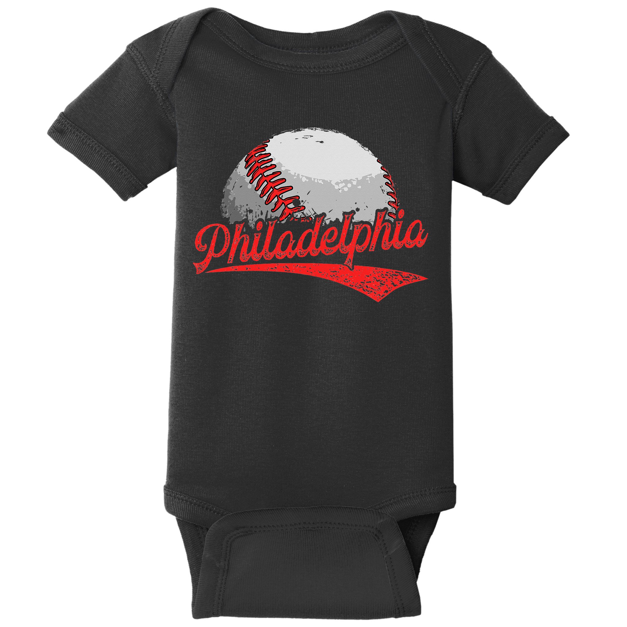 Philadelphia Cityscape vintage Baseball Lover Baby Bodysuit