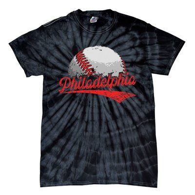 Philadelphia Cityscape vintage Baseball Lover Tie-Dye T-Shirt