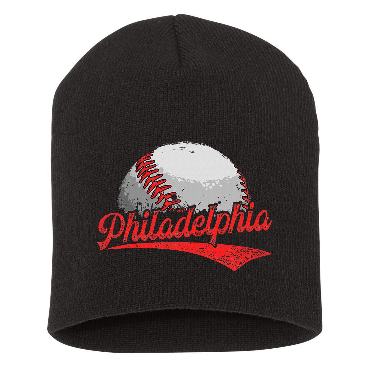 Philadelphia Cityscape vintage Baseball Lover Short Acrylic Beanie