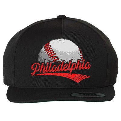 Philadelphia Cityscape vintage Baseball Lover Wool Snapback Cap