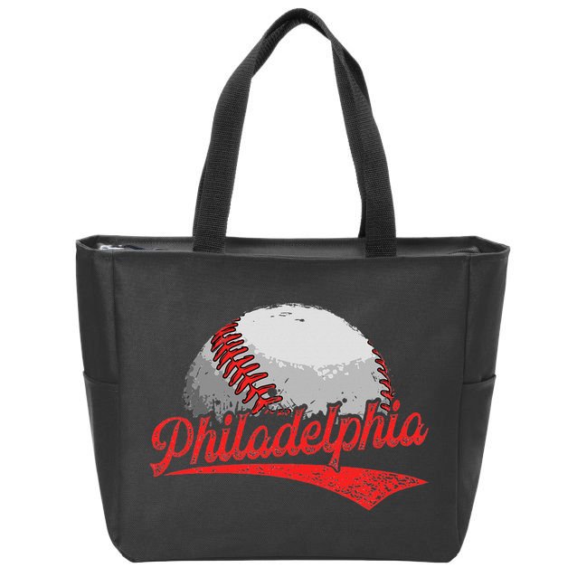 Philadelphia Cityscape vintage Baseball Lover Zip Tote Bag