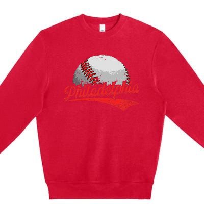 Philadelphia Cityscape vintage Baseball Lover Premium Crewneck Sweatshirt