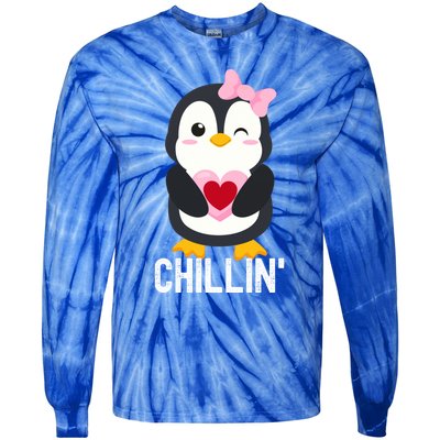 Penguin Chillin Valentines Day Cool Gift Tie-Dye Long Sleeve Shirt