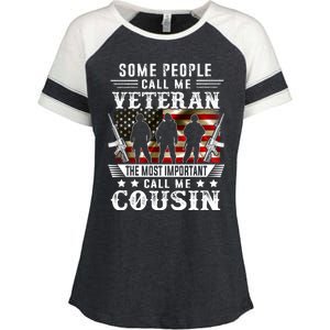 Proud Cousin Veteran American Flag Gifts VeteranS Day Enza Ladies Jersey Colorblock Tee