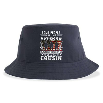 Proud Cousin Veteran American Flag Gifts VeteranS Day Sustainable Bucket Hat