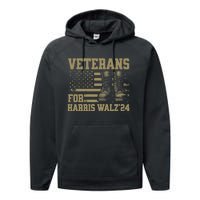 Presidential Campaign Veterans For Harris Walz Waltz 2024 Gift Performance Fleece Hoodie