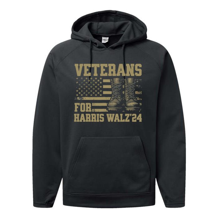 Presidential Campaign Veterans For Harris Walz Waltz 2024 Gift Performance Fleece Hoodie