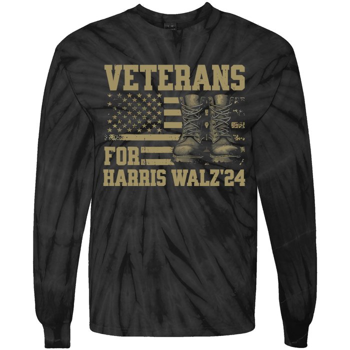 Presidential Campaign Veterans For Harris Walz Waltz 2024 Gift Tie-Dye Long Sleeve Shirt