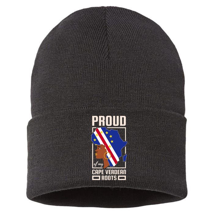 Proud Cape Verdean Roots Black History Month Cape Verde Sustainable Knit Beanie