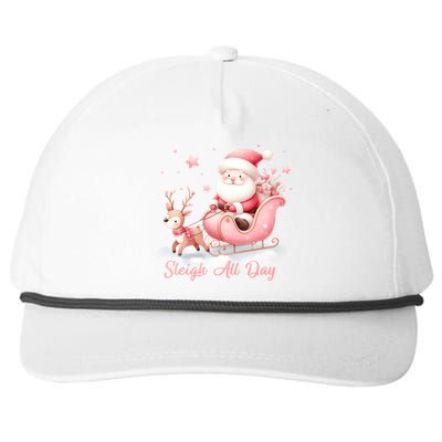 Pink Christmas Wonderland Festive Xmas Sleigh All Day Gift Snapback Five-Panel Rope Hat