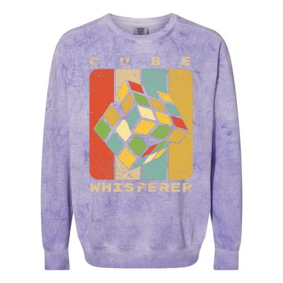 Puzzle Cube Whisperer Vintage Speed Cubing Math Colorblast Crewneck Sweatshirt