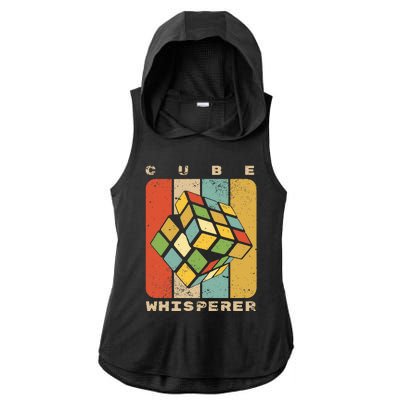 Puzzle Cube Whisperer Vintage Speed Cubing Math Ladies PosiCharge Tri-Blend Wicking Draft Hoodie Tank