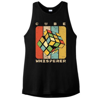 Puzzle Cube Whisperer Vintage Speed Cubing Math Ladies PosiCharge Tri-Blend Wicking Tank