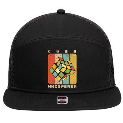 Puzzle Cube Whisperer Vintage Speed Cubing Math 7 Panel Mesh Trucker Snapback Hat