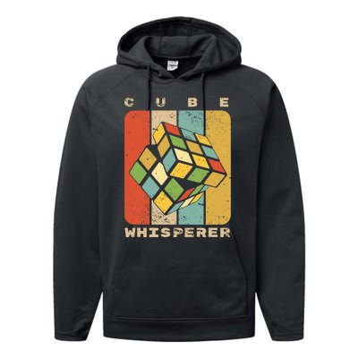 Puzzle Cube Whisperer Vintage Speed Cubing Math Performance Fleece Hoodie