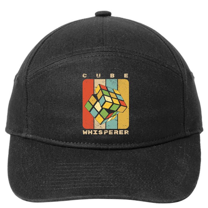 Puzzle Cube Whisperer Vintage Speed Cubing Math 7-Panel Snapback Hat