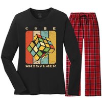 Puzzle Cube Whisperer Vintage Speed Cubing Math Women's Long Sleeve Flannel Pajama Set 