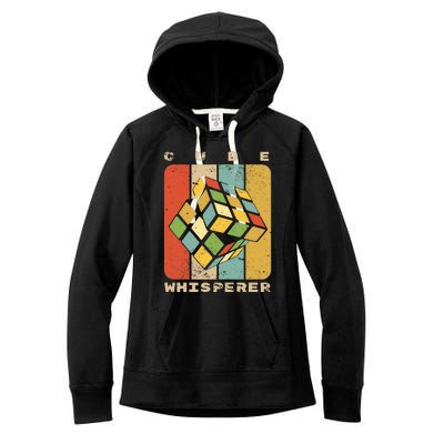 Puzzle Cube Whisperer Vintage Speed Cubing Math Women's Fleece Hoodie