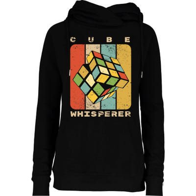 Puzzle Cube Whisperer Vintage Speed Cubing Math Womens Funnel Neck Pullover Hood