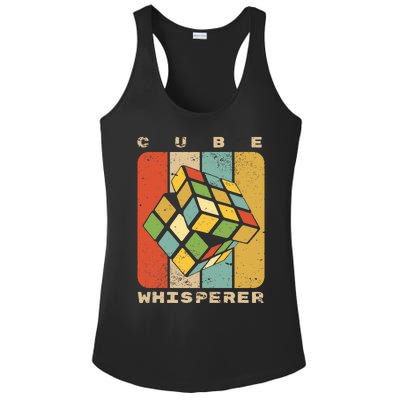 Puzzle Cube Whisperer Vintage Speed Cubing Math Ladies PosiCharge Competitor Racerback Tank