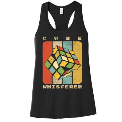 Puzzle Cube Whisperer Vintage Speed Cubing Math Women's Racerback Tank