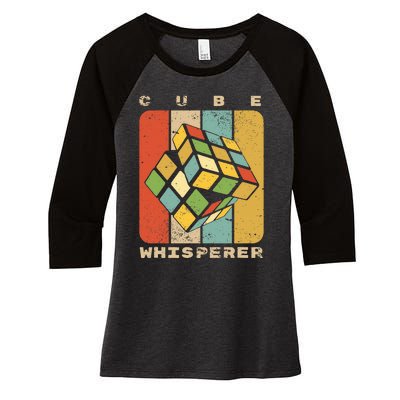 Puzzle Cube Whisperer Vintage Speed Cubing Math Women's Tri-Blend 3/4-Sleeve Raglan Shirt