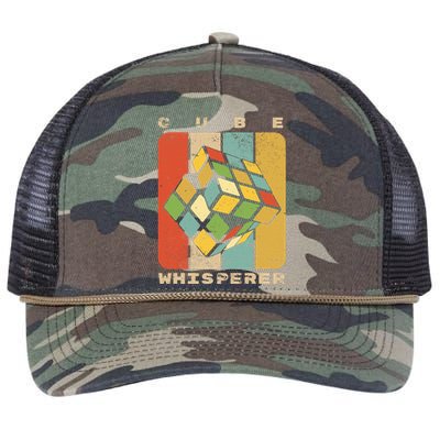 Puzzle Cube Whisperer Vintage Speed Cubing Math Retro Rope Trucker Hat Cap