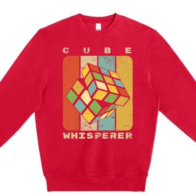 Puzzle Cube Whisperer Vintage Speed Cubing Math Premium Crewneck Sweatshirt