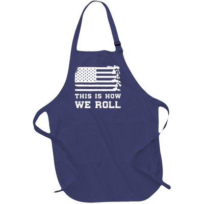 Patriotic Construction Worker USA Heavy Equipment Operator Full-Length Apron With Pockets