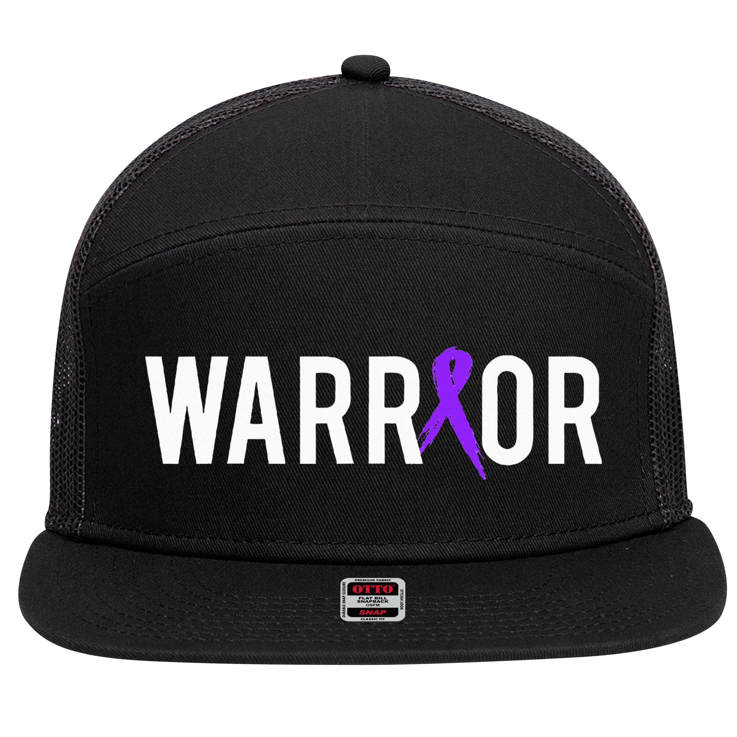 Pancreatic Cancer Warrior Design Gift For Cancer Awareness  7 Panel Mesh Trucker Snapback Hat
