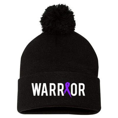 Pancreatic Cancer Warrior Design Gift For Cancer Awareness  Pom Pom 12in Knit Beanie