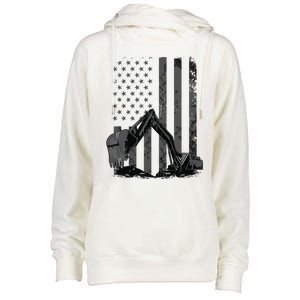 Patriotic Construction Worker Excavator Operator Digger Cool Womens Funnel Neck Pullover Hood