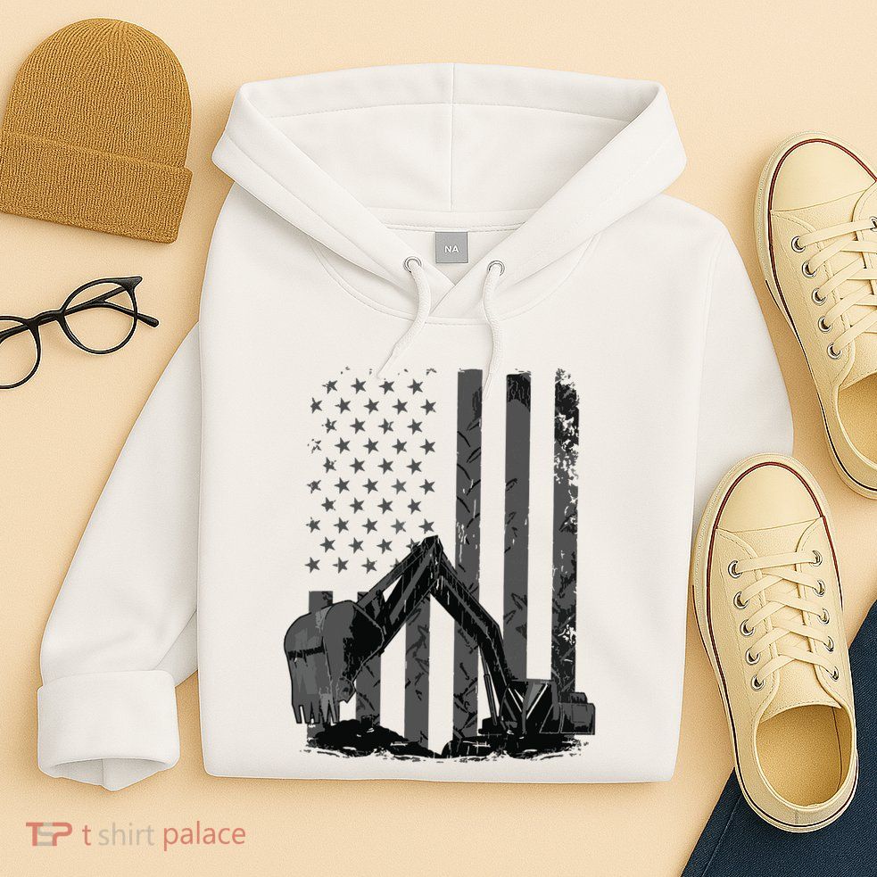 Patriotic Construction Worker Excavator Operator Digger Cool Hoodie