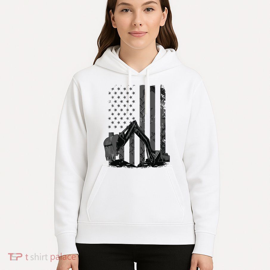 Patriotic Construction Worker Excavator Operator Digger Cool Hoodie