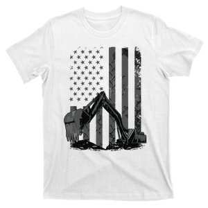 Patriotic Construction Worker Excavator Operator Digger Cool T-Shirt