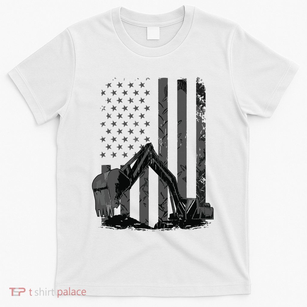 Patriotic Construction Worker Excavator Operator Digger Cool T-Shirt