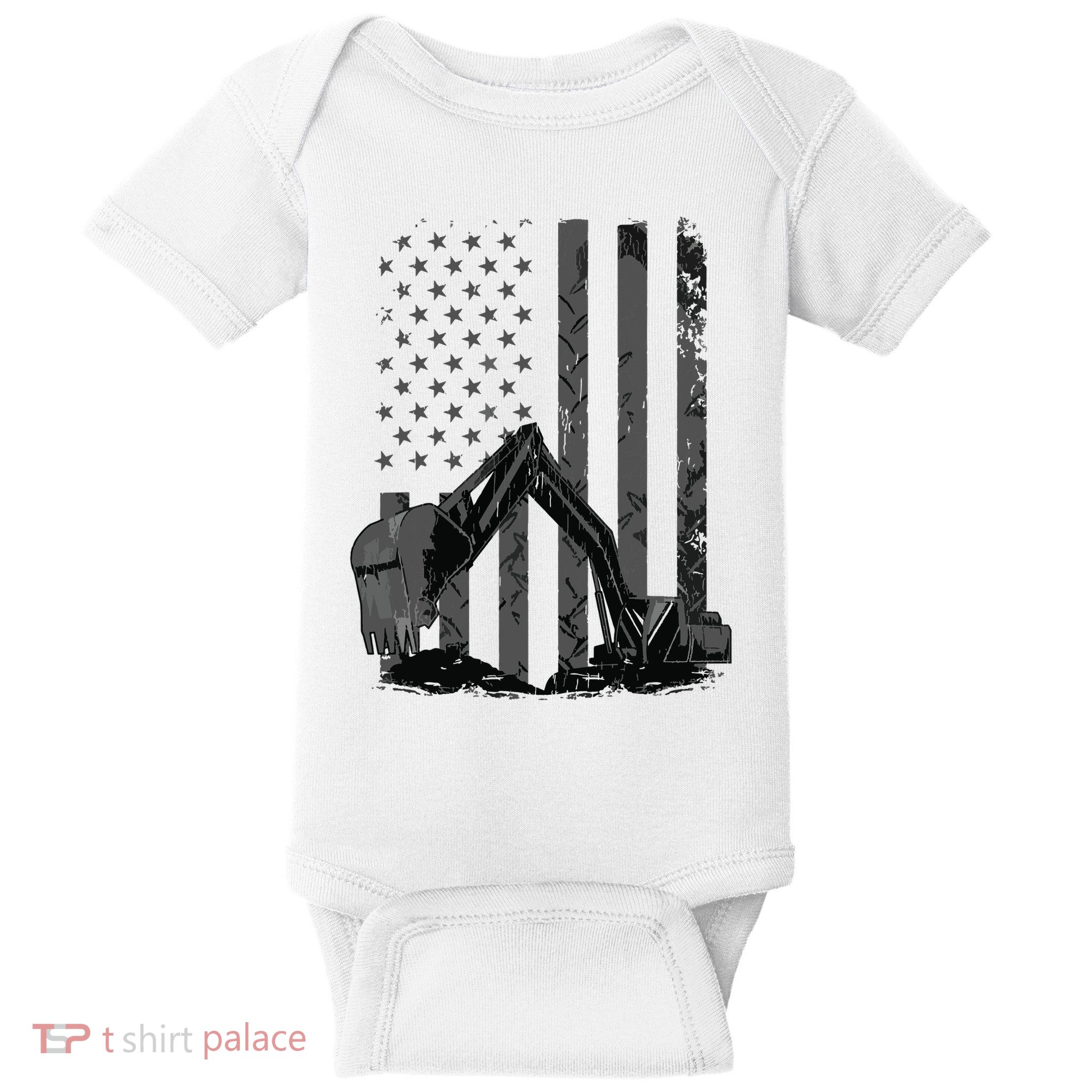 Patriotic Construction Worker Excavator Operator Digger Cool Baby Bodysuit
