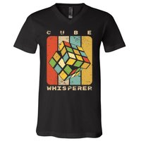 Puzzle Cube Whisperer Vintage Speed Cubing Math V-Neck T-Shirt